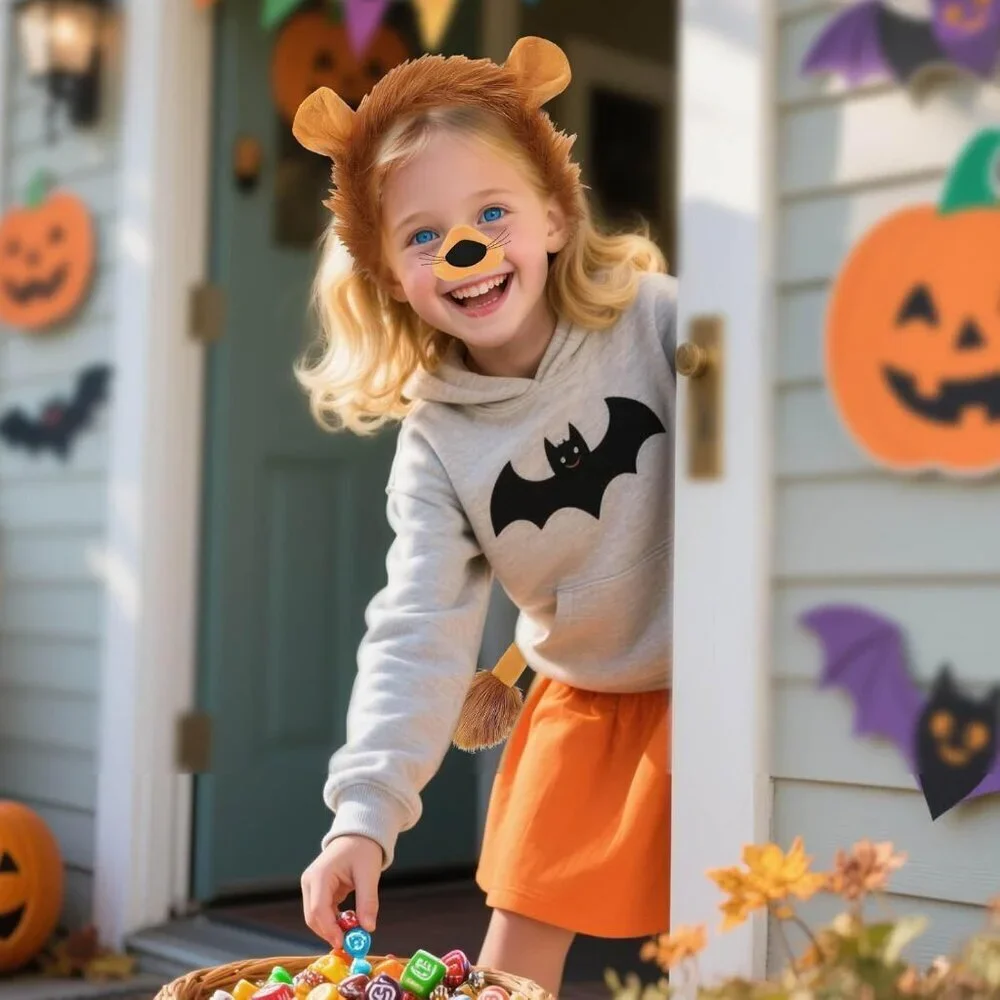 Lion Costume Set for Adults Including Ear Headband Tail & Paw Gloves